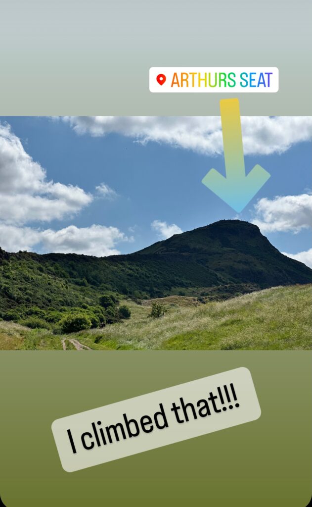 A view of Arthurs Seat showing where I climbed. 